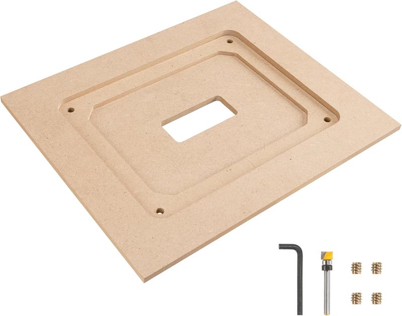 O'SKOOL Router Table Insert Plate Template Kit – Includes MDF Routing Template, Threaded Inserts, Router Bits for 9-1/4 x 11-3/4 Standard Plates, RTS020 - Image 1